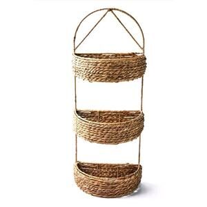 Hanging Basket 30" Three Wicker Shelf By Place & Time